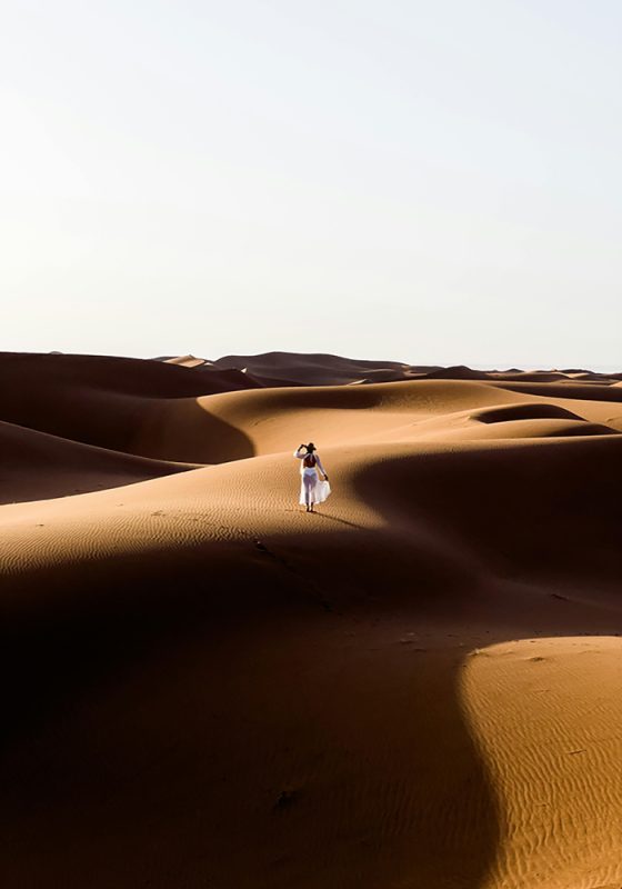 Desert tours in Morocco with trekking across Sahara dunes